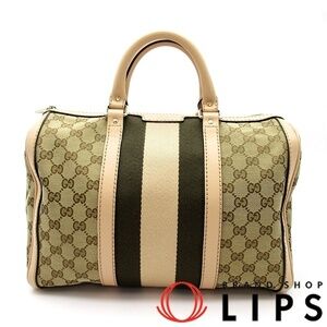 Gucci Boston Bag GG Canvas Leather Beige